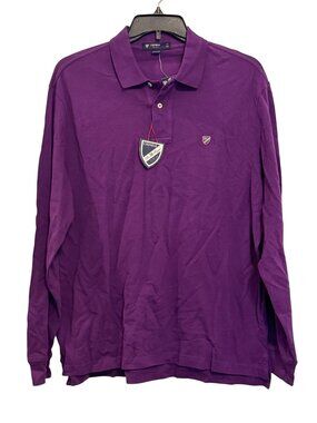 Cremeux Classics Mens Purple Long Sleeve Polo Shirt XL 100% Cotton